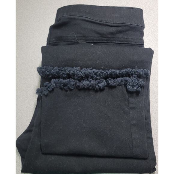 Hue Black Frayed Hem Denim Jeggings Small Lightweight Faux Pockets Soft Stretchy - Picture 7 of 7